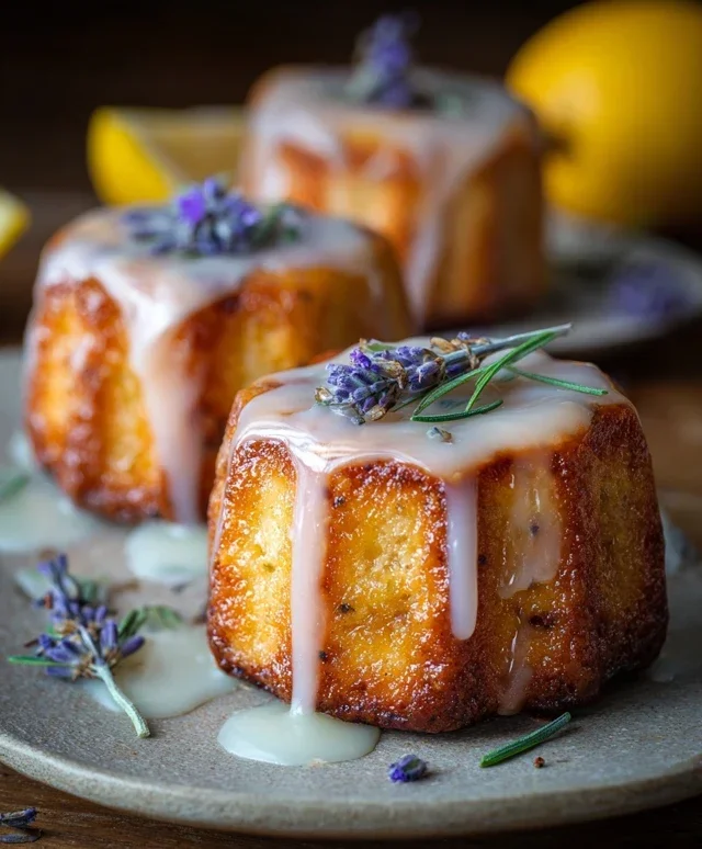 Mini Lemon Cakes With Lavender Glaze