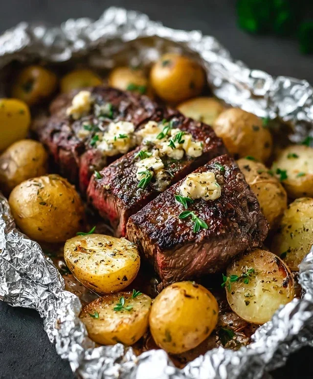 Garlic Steak & Potato Foil Packs