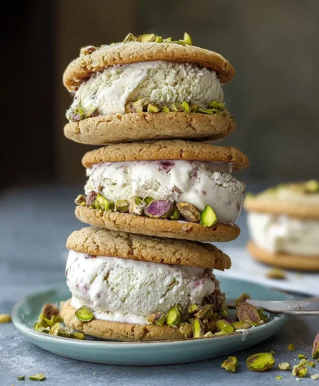 Pistachio Cookie Ice Cream Sandwiches
