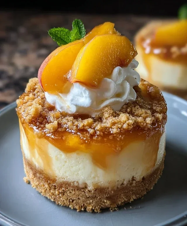 Stuffed Peach Cobbler Mini Cheesecake