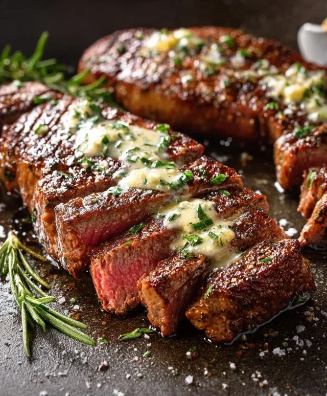 Garlic Butter Steak With Parmesan Cream Sauce