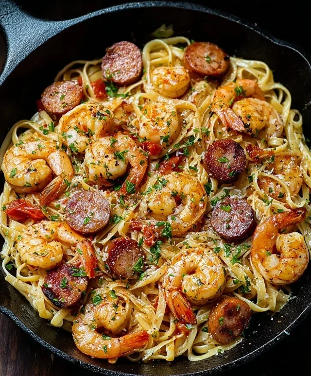 Creamy Cajun Shrimp Pasta with Sausage