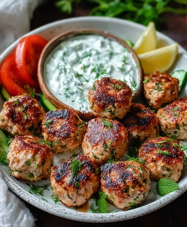Greek Turkey Meatballs with Tzatziki
