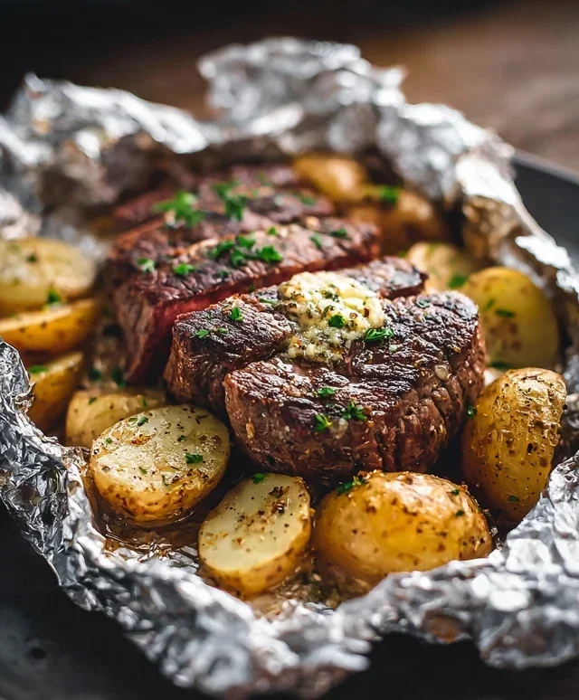 Garlic Steak & Potato Foil Packs
