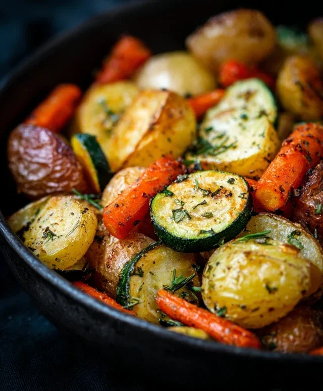 Garlic Herb Roasted Potatoes Carrots and Zucchini