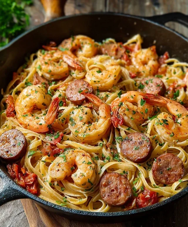 Creamy Cajun Shrimp Pasta with Sausage
