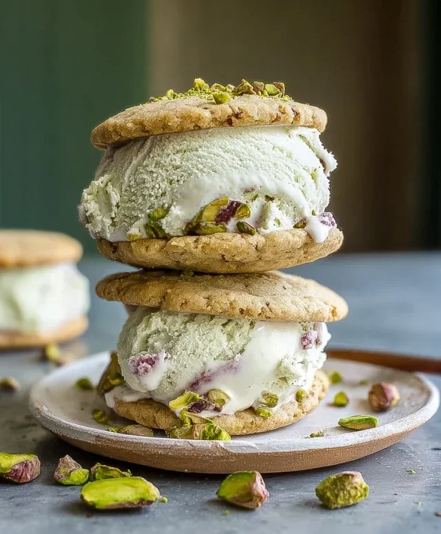 Pistachio Cookie Ice Cream Sandwiches