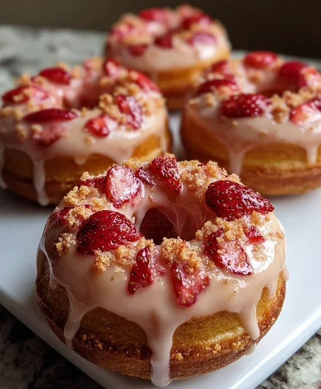 Freshly Glazed Strawberry Crunch Donuts