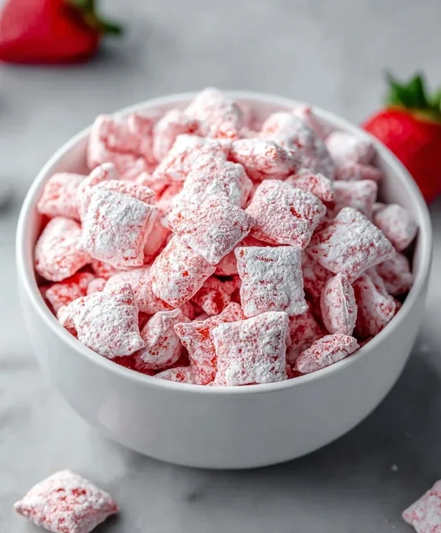 Easy Strawberry Shortcake Puppy Chow
