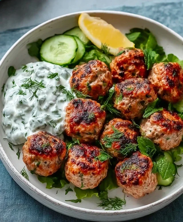 Greek Turkey Meatballs with Tzatziki