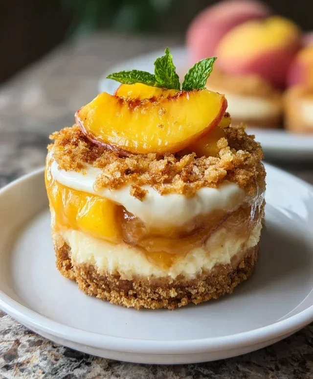 Stuffed Peach Cobbler Mini Cheesecake