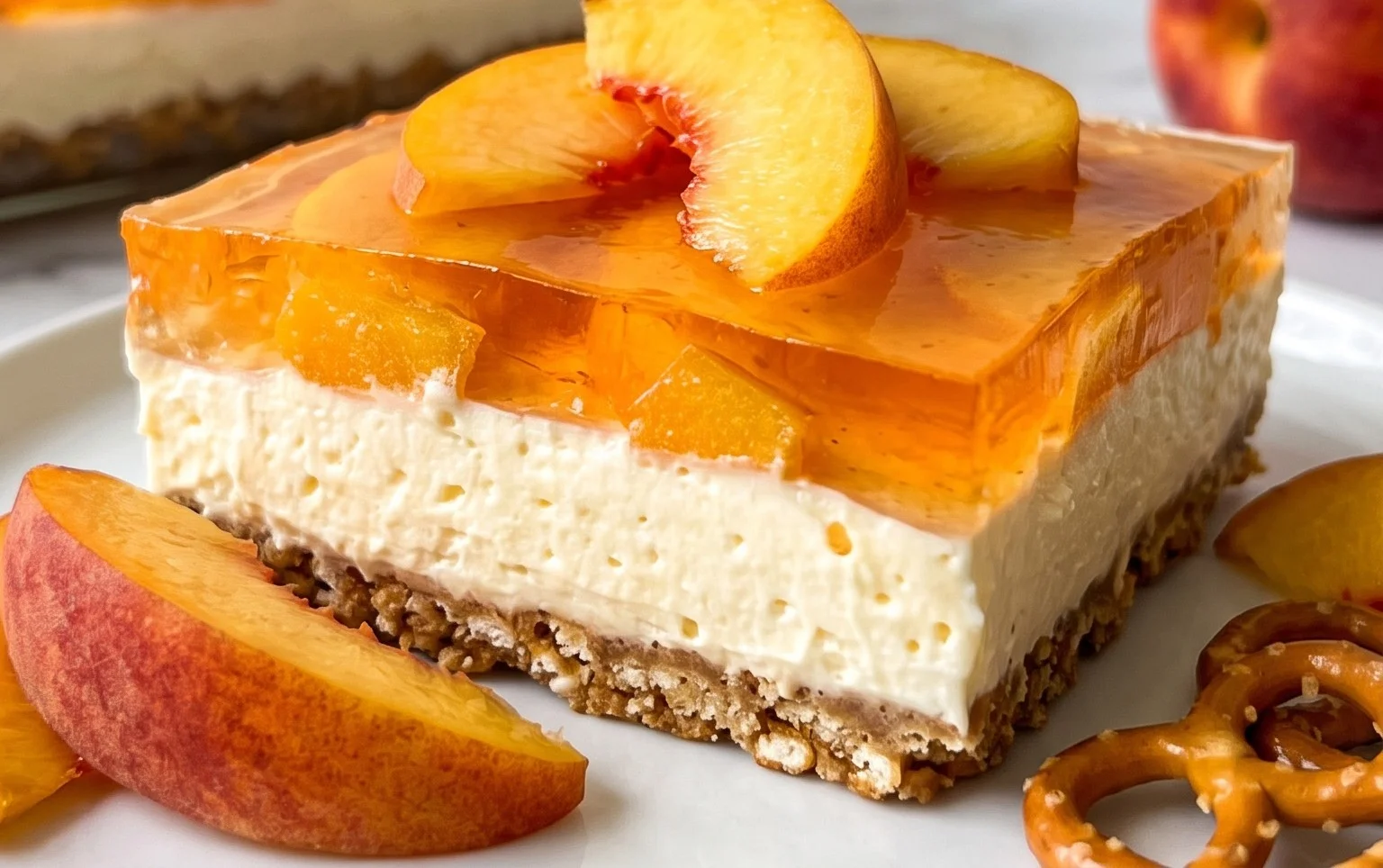 Peach Pretzel Salad Dessert
