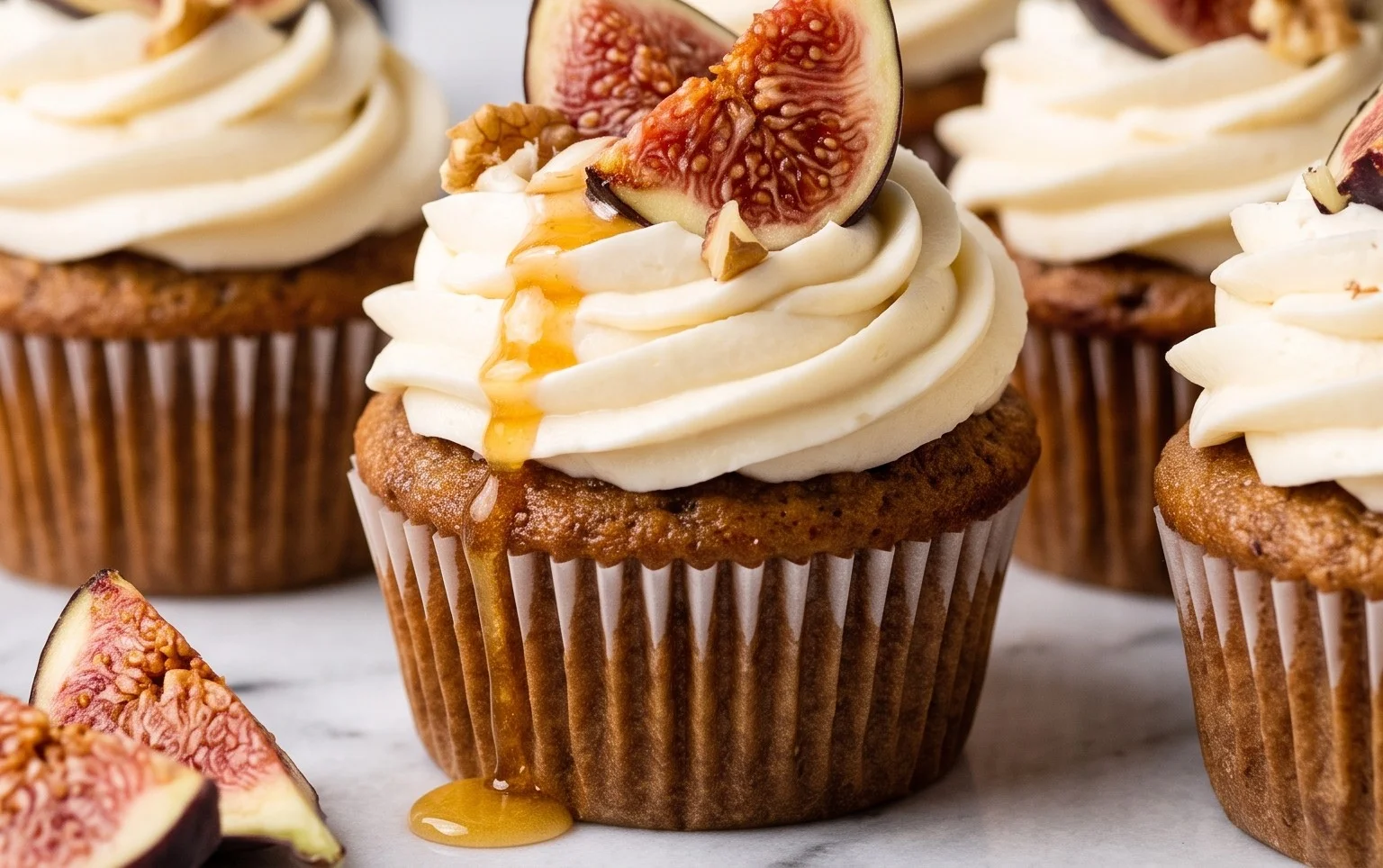 Fig Cupcakes with Honey Cream Cheese Frosting